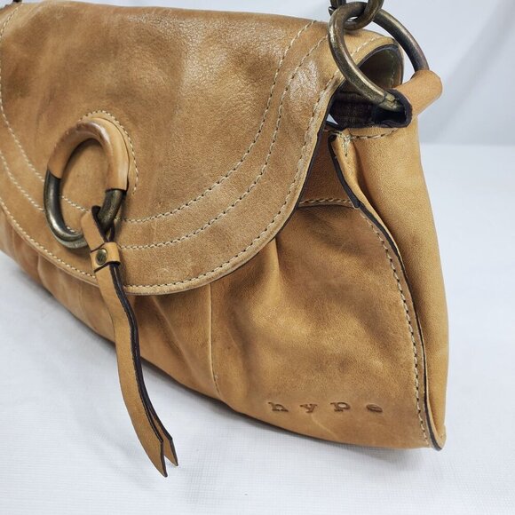 Hype Women's Brown Shoulder Bag Leather Detachable Strap Inner Pockets - Picture 4 of 16